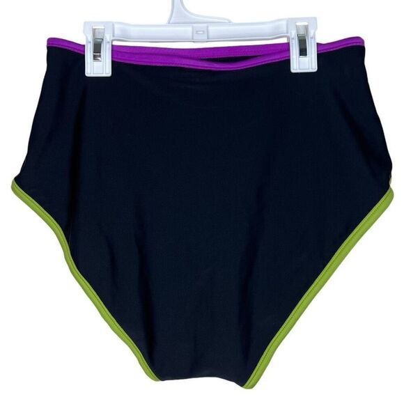 NEW Shade & Shore Contrast Binding High Waist Black Bikini Bottom M - Picture 4 of 4